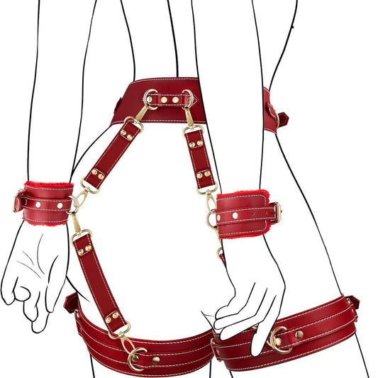 Arnés de Restricción BDSM – Para Muñecas, Muslos y Cintura
