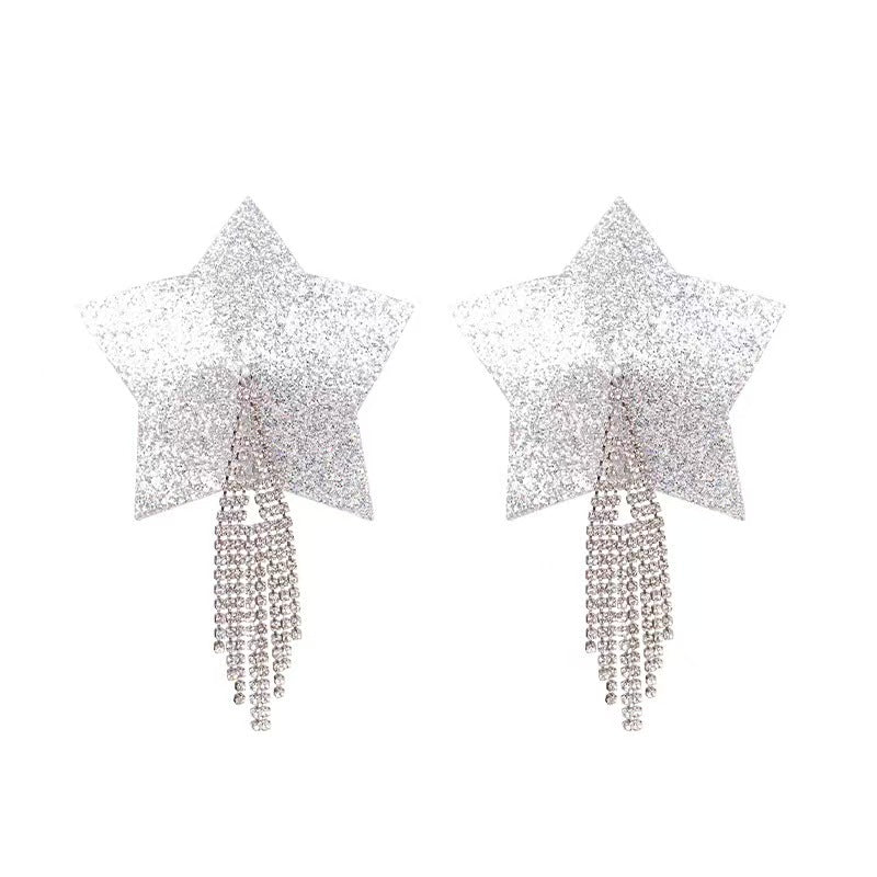 Pasties Estrella Plateada con Flecos – Brilla y Seduce