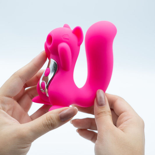 Succionador de Clítoris de Ardilla con Cola Vibradora – Recargable USB (10 cm)