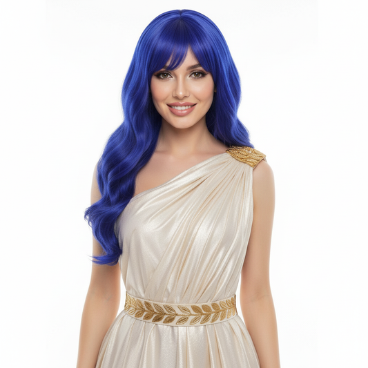 Peluca Larga Azul Zafiro con Ondas 65 cm