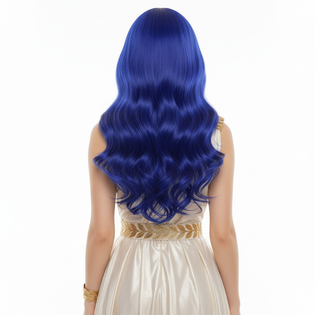 Peluca Larga Azul Zafiro con Ondas 65 cm