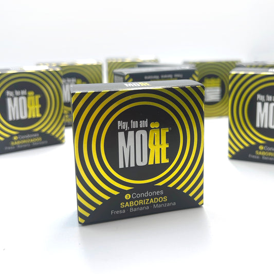 More Saborizados - 3 Condones de Fresa, Banana y Manzana