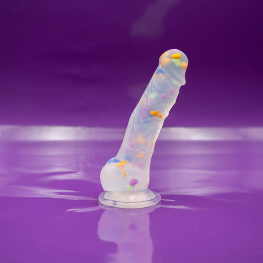 Dildo Realista con Detalles de Confeti – 18 cm, con Base de Succión