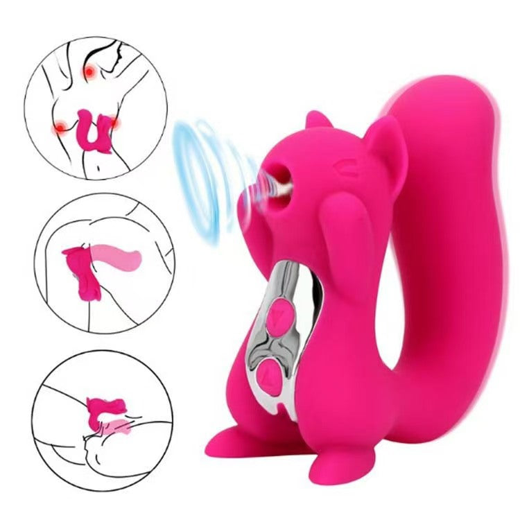 Succionador de Clítoris de Ardilla con Cola Vibradora – Recargable USB (10 cm)