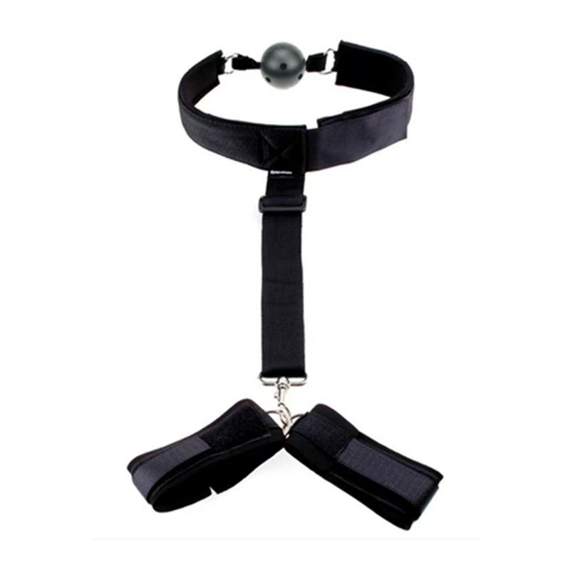 Kit de Restricción BDSM – Collar con Correa, Mordaza y Esposas para Muñecas
