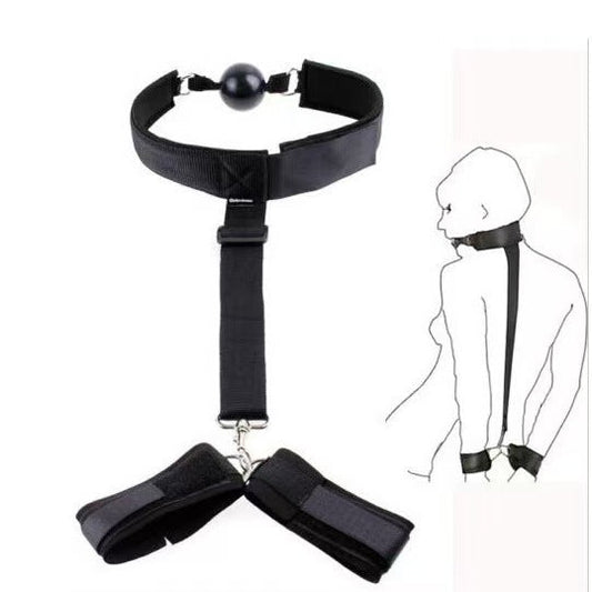 Kit de Restricción BDSM – Collar con Correa, Mordaza y Esposas para Muñecas