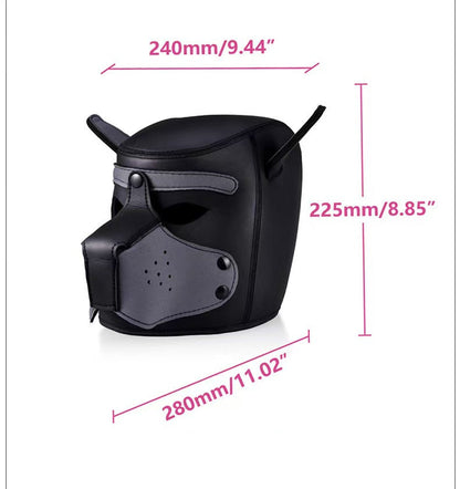 Máscara de Perrito – Estilo Puppy Play en Cuero Poliuretano