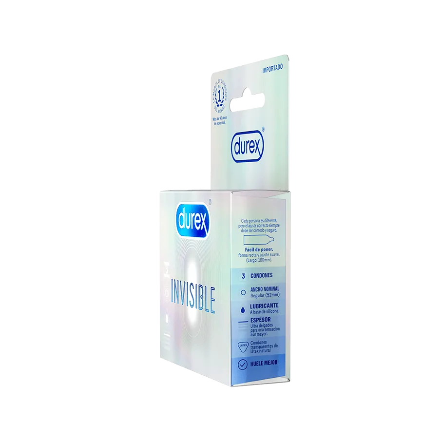 Durex Invisible – Condones Ultrafinos para Máxima Sensibilidad (3 Condones)