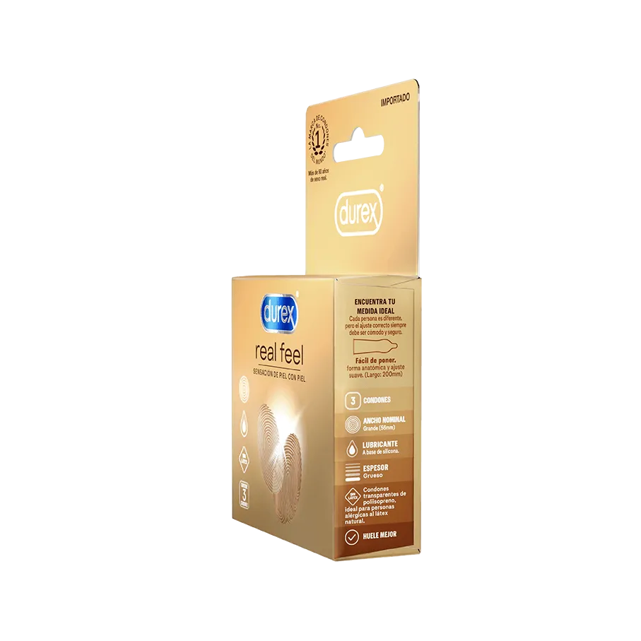 Durex Real Feel – Condones Ultradelgados Sin Látex (3 Condones)
