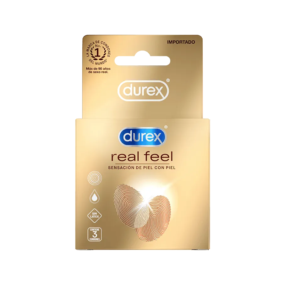 Durex Real Feel – Condones Ultradelgados Sin Látex (3 Condones)