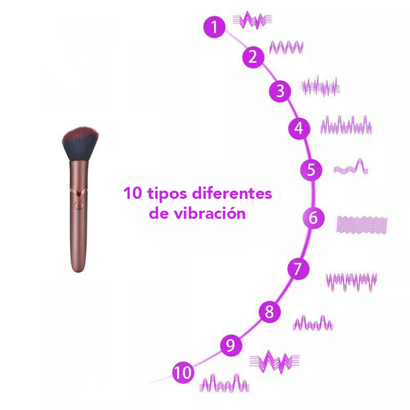 Vibrador Discreto tipo Brocha de Maquillaje – Recargable USB (16 cm)