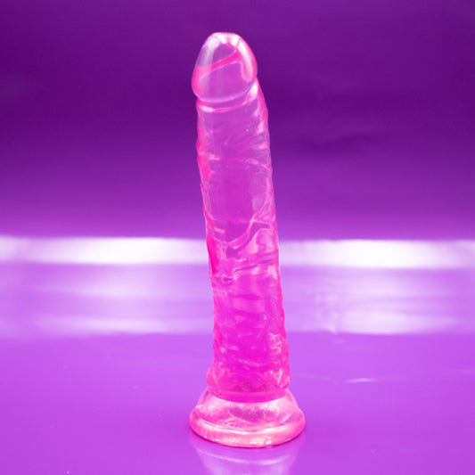 Dildo Realista Translúcido – 21 cm, Flexible y con Base de Succión